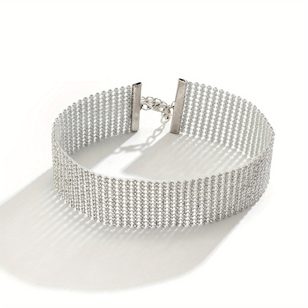 Glitter Sexy Rhinestones Choker Necklace Silver Color Neck Jewelry Banquet Nightclub Decor Ornament