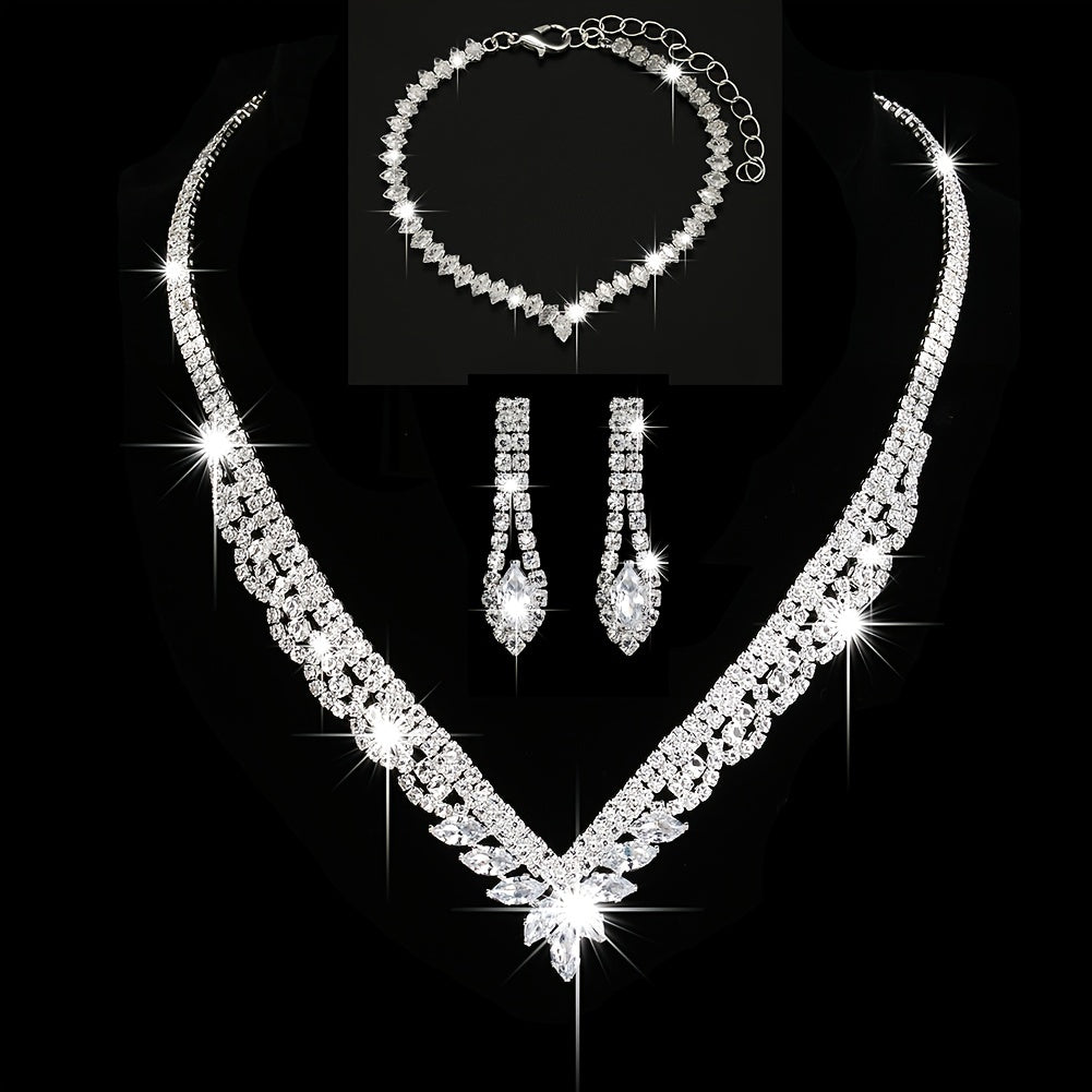 Elegant Rhinestone Bridal Jewelry Set for Weddings, Proms, and Special Occasions
