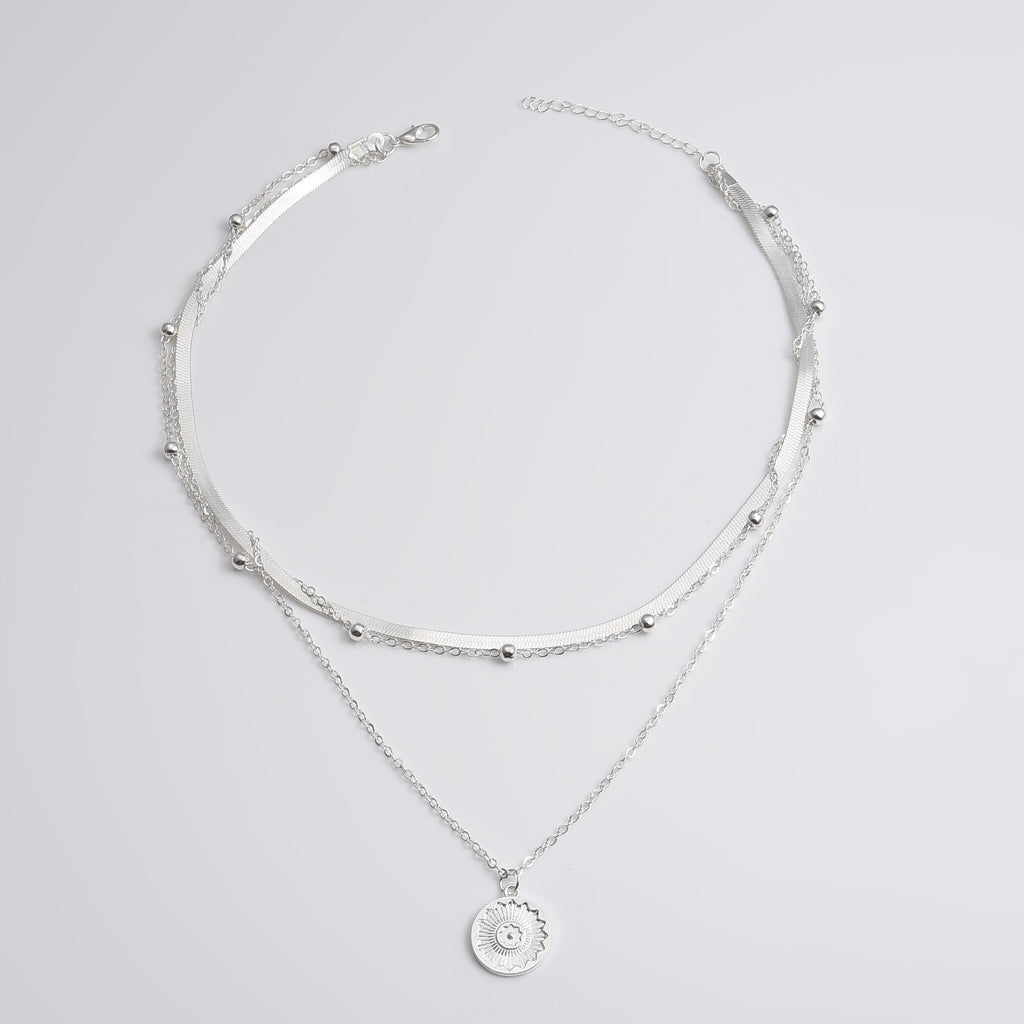 Simple Multi-layer Flounce Pendant Necklace For Women Blade Chain Neck Chain