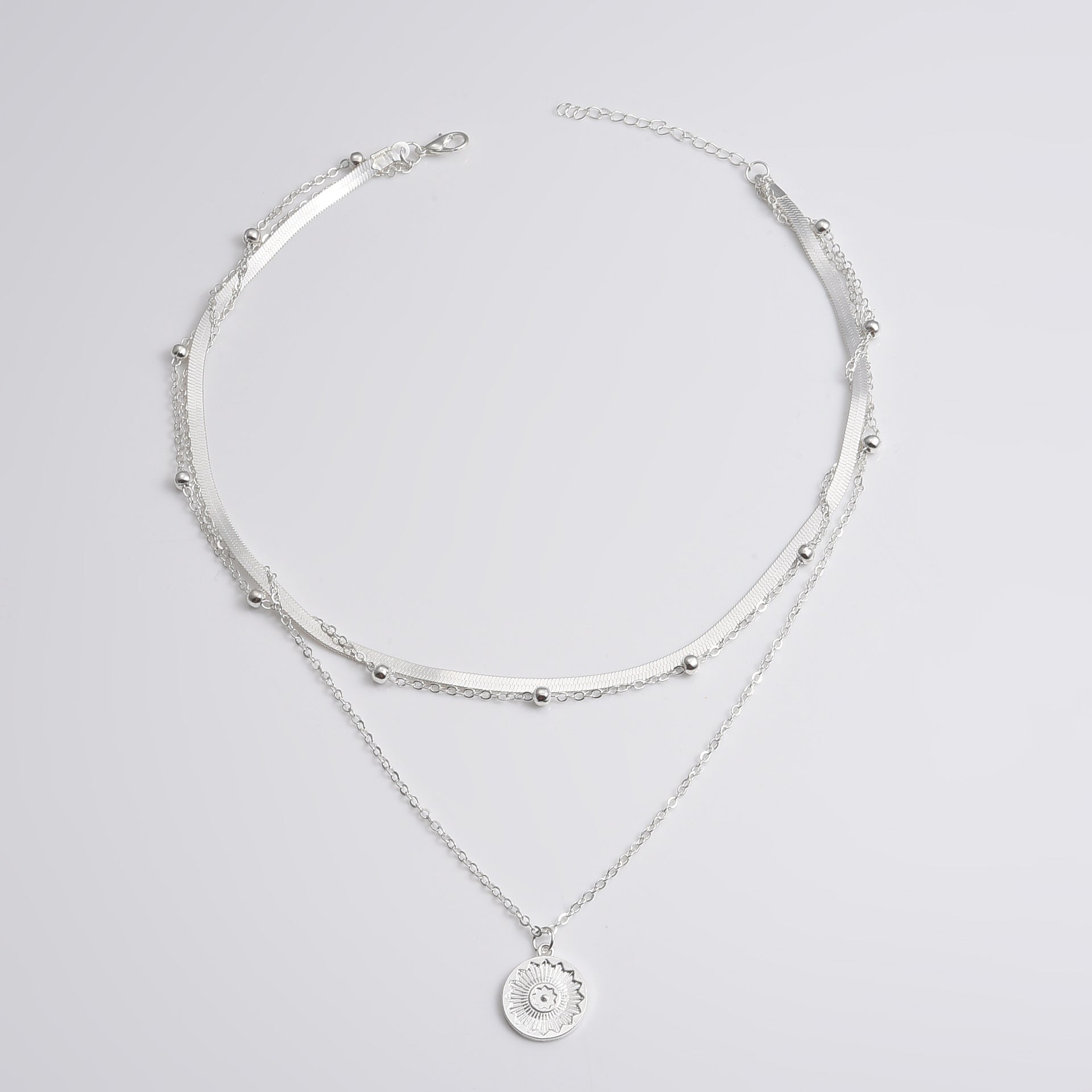 Simple Multi-layer Flounce Pendant Necklace For Women Blade Chain Neck Chain