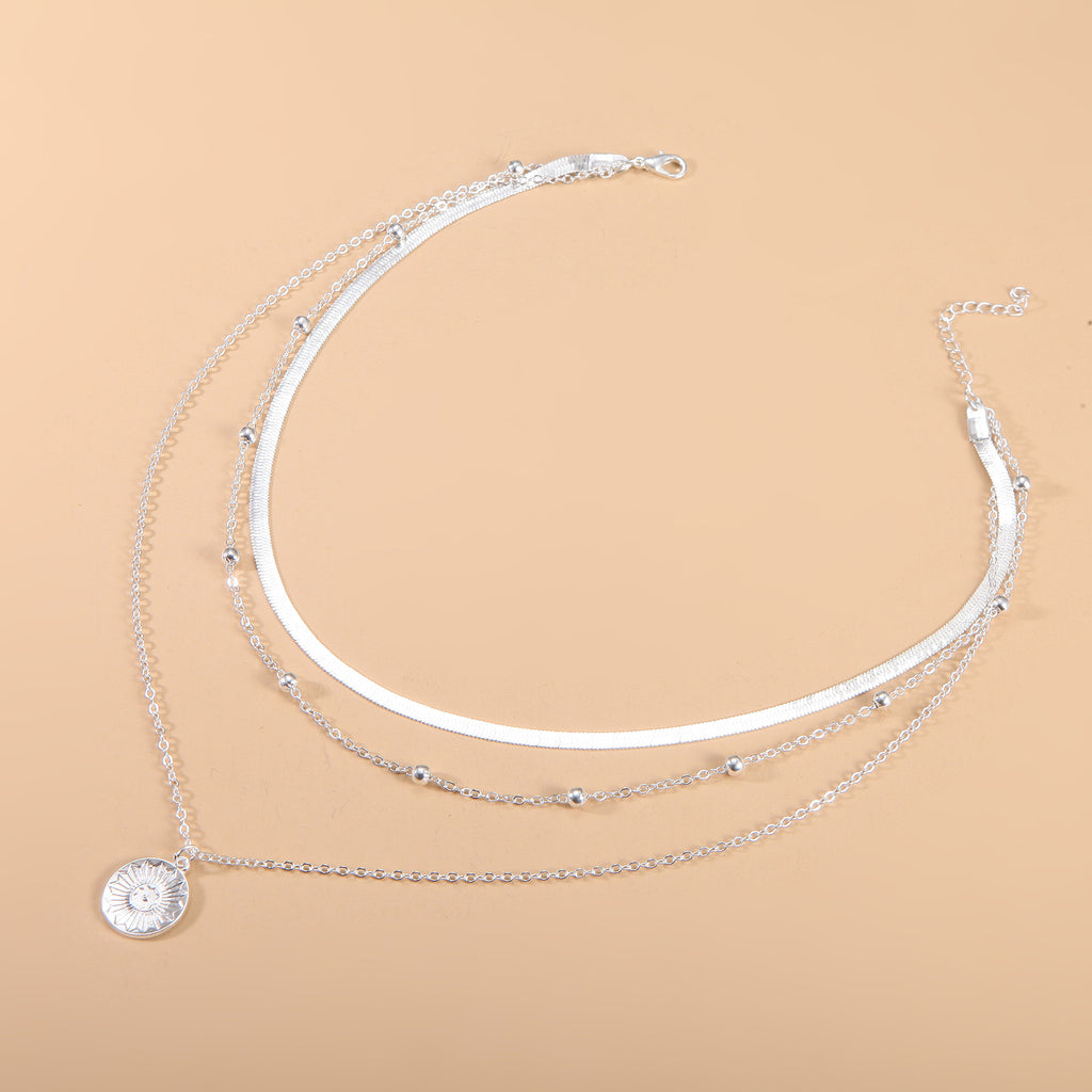 Simple Multi-layer Flounce Pendant Necklace For Women Blade Chain Neck Chain