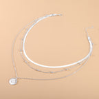 Simple Multi-layer Flounce Pendant Necklace For Women Blade Chain Neck Chain