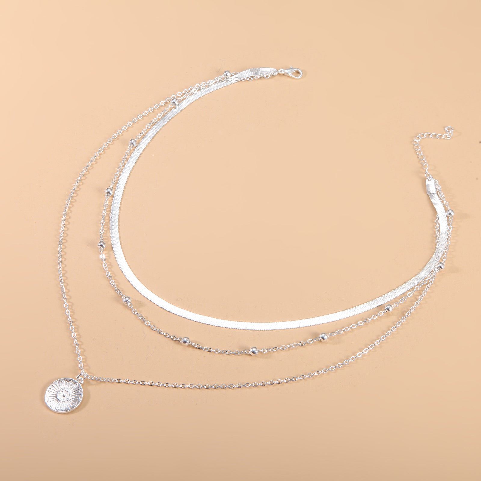 Simple Multi-layer Flounce Pendant Necklace For Women Blade Chain Neck Chain