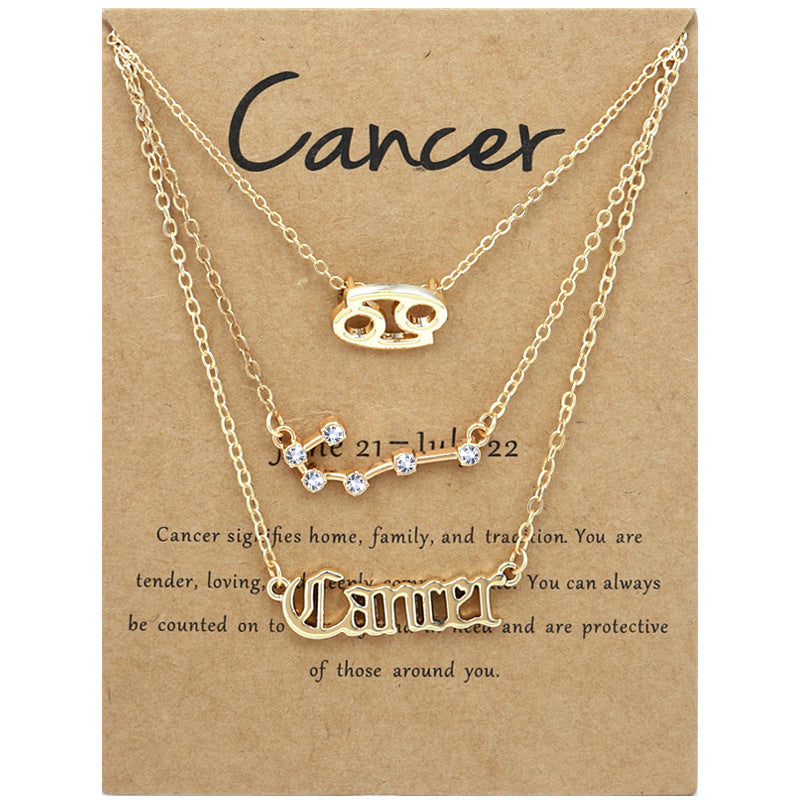 Add Vintage Charm to Your Look with 3-Pack Rhinestone Zodiac Alphabet Symbol Necklaces