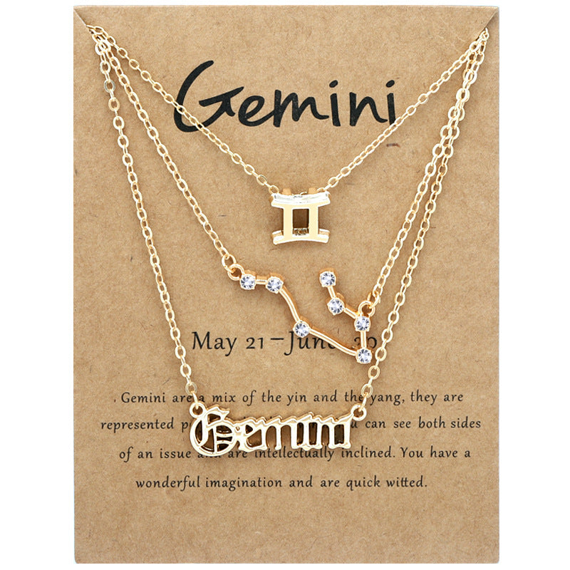Add Vintage Charm to Your Look with 3-Pack Rhinestone Zodiac Alphabet Symbol Necklaces