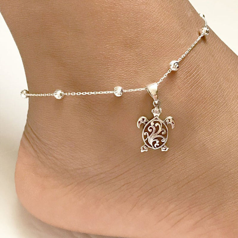 Surprise Your Loved Ones with an Elegant Sea Turtle Pendant Beach Anklet - Perfect Gift for Any Occasion!