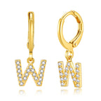Luxury Elegant Letter A-Z Inlaid With Shiny Zircon Hoop Earrings Trendy Golden Color Daily Wear Accessories Copper 18K Gold Plated Jewelry