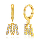 Luxury Elegant Letter A-Z Inlaid With Shiny Zircon Hoop Earrings Trendy Golden Color Daily Wear Accessories Copper 18K Gold Plated Jewelry