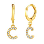 Luxury Elegant Letter A-Z Inlaid With Shiny Zircon Hoop Earrings Trendy Golden Color Daily Wear Accessories Copper 18K Gold Plated Jewelry
