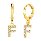 Luxury Elegant Letter A-Z Inlaid With Shiny Zircon Hoop Earrings Trendy Golden Color Daily Wear Accessories Copper 18K Gold Plated Jewelry