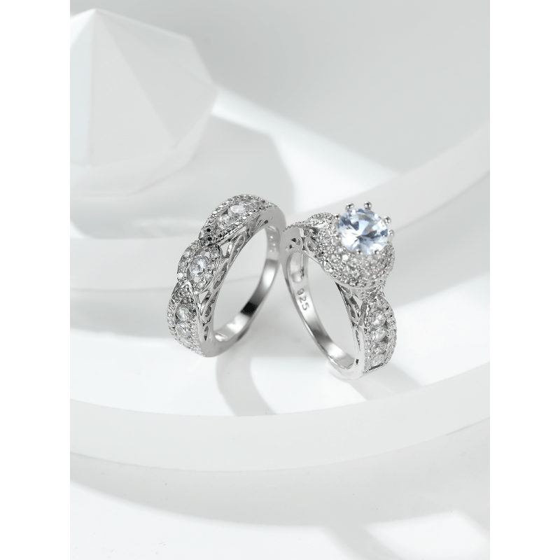 Sparkling Big Zircon Stone Ring Set: A Perfect Fashionable Bridal Wedding Ring Set
