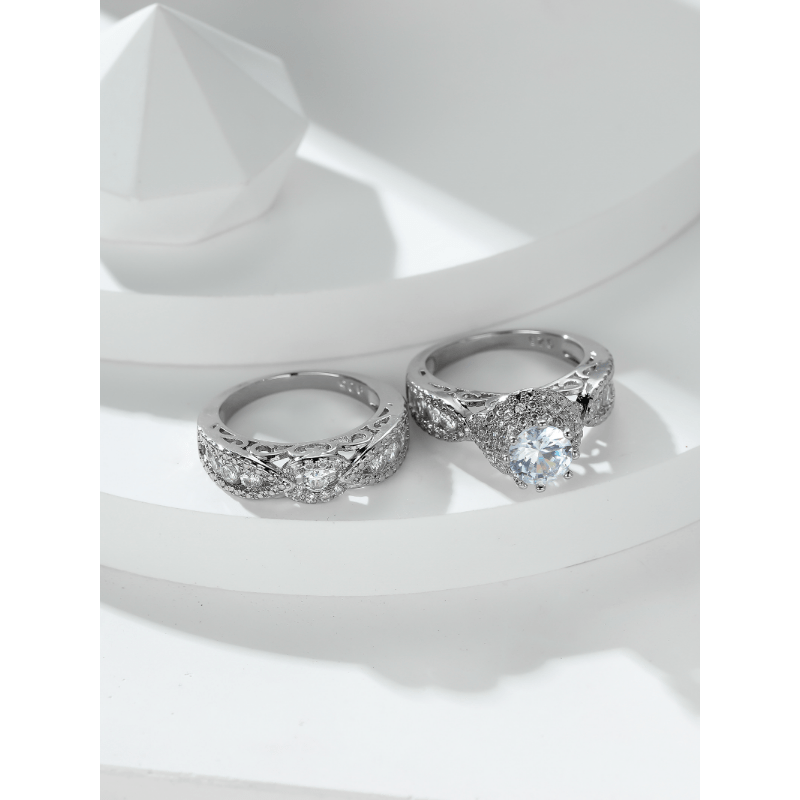Sparkling Big Zircon Stone Ring Set: A Perfect Fashionable Bridal Wedding Ring Set
