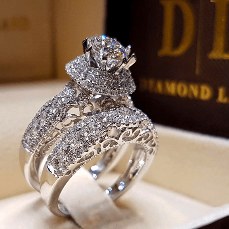 Sparkling Big Zircon Stone Ring Set: A Perfect Fashionable Bridal Wedding Ring Set