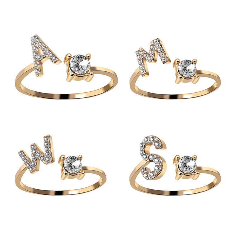 Gorgeous Stackable Alphabet Rings with Crystal Inlaid Initials - Perfect Gift for Women & Girls!