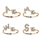 Gorgeous Stackable Alphabet Rings with Crystal Inlaid Initials - Perfect Gift for Women & Girls!
