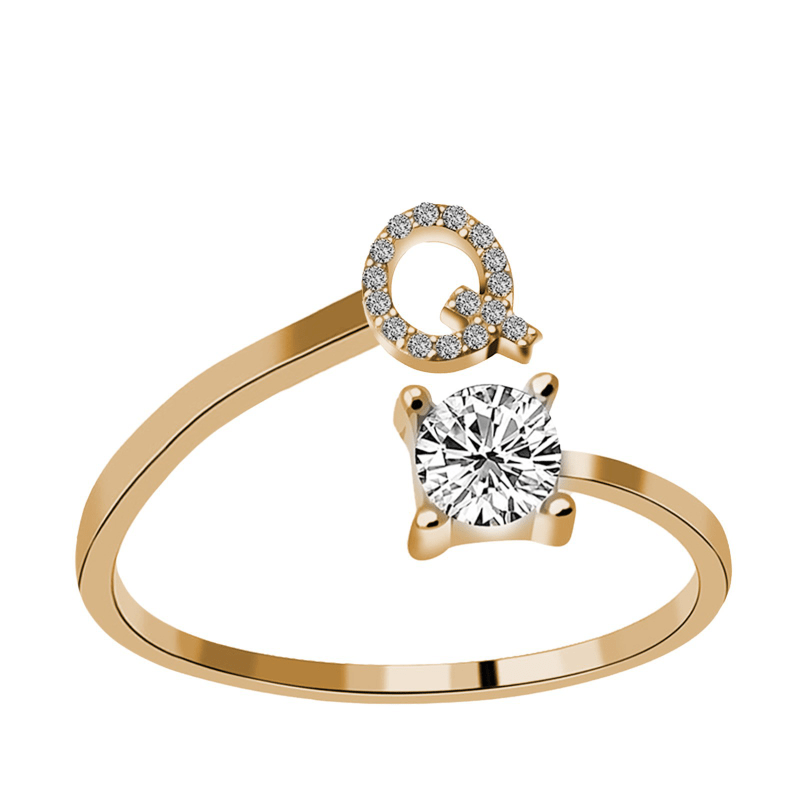 Gorgeous Stackable Alphabet Rings with Crystal Inlaid Initials - Perfect Gift for Women & Girls!