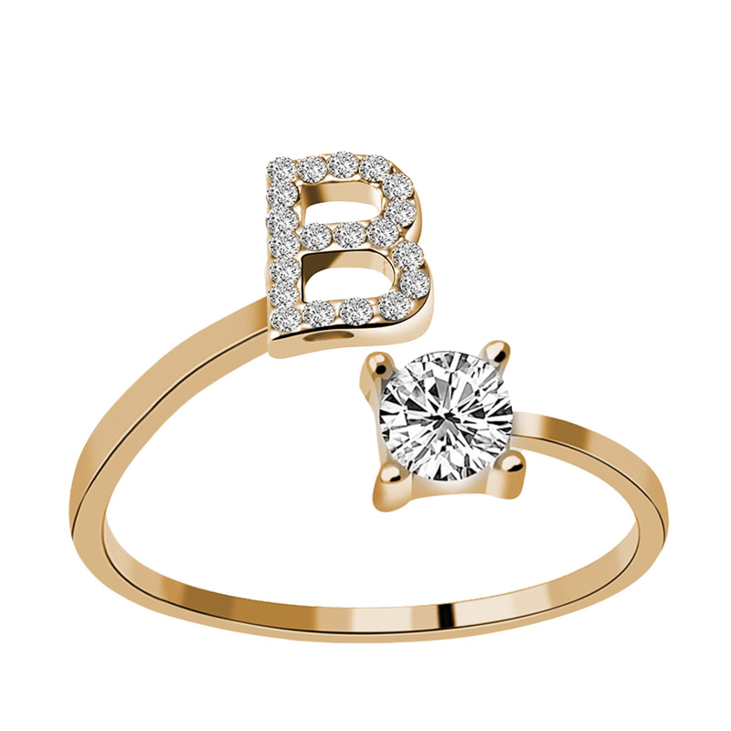 Gorgeous Stackable Alphabet Rings with Crystal Inlaid Initials - Perfect Gift for Women & Girls!