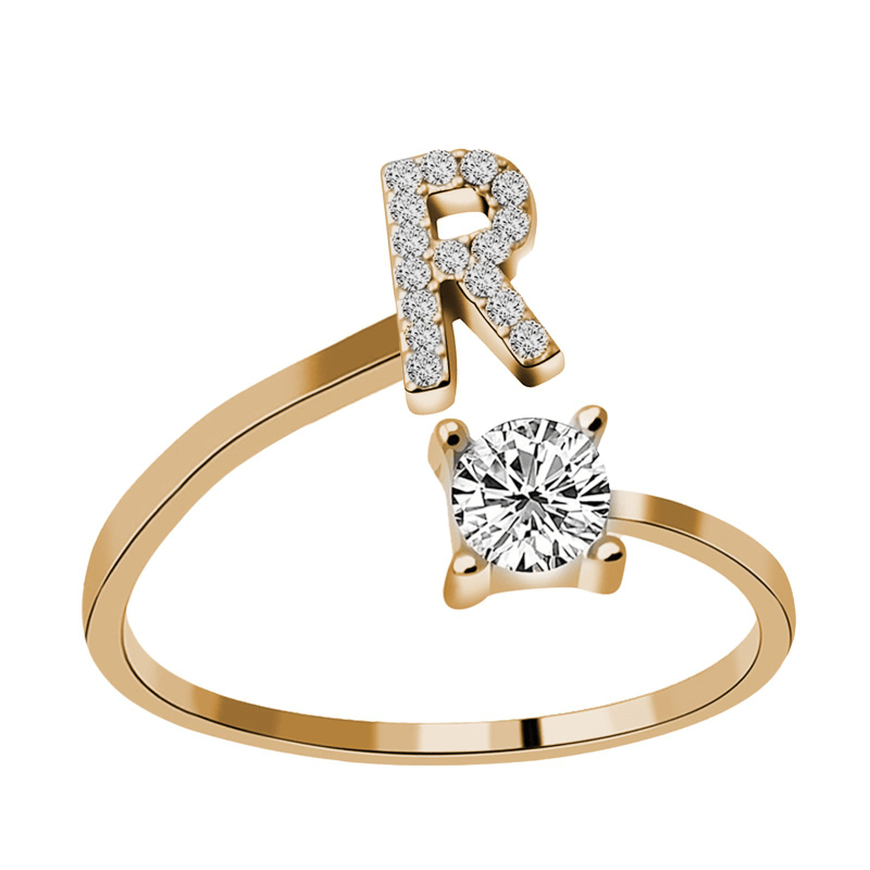 Gorgeous Stackable Alphabet Rings with Crystal Inlaid Initials - Perfect Gift for Women & Girls!