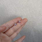 Romantic Lavender Purple Butterfly Zirconia Stud Earrings For Women 18K Gold Plated Flower Earrings Wedding Engagement Jewelry