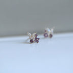 Romantic Lavender Purple Butterfly Zirconia Stud Earrings For Women 18K Gold Plated Flower Earrings Wedding Engagement Jewelry