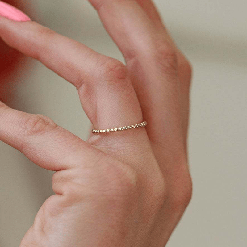 Gorgeous Gold-Plated Bead-Shaped Wave Point Stacking Ring for Women