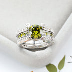 Gorgeous Silver Engagement Rings for Women - Luxury Crystal Stone & Zircon Wedding Ring Set