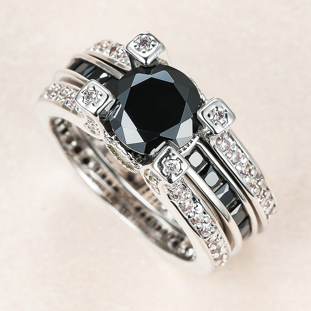 Gorgeous Silver Engagement Rings for Women - Luxury Crystal Stone & Zircon Wedding Ring Set