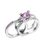 Gorgeous Silver Engagement Rings for Women - Luxury Crystal Stone & Zircon Wedding Ring Set