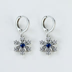 Classic Silvery Snowflake Christmas Earrings Inlaid Zircon Hoop Drop Earrings 18K Gold Plated Party Xmas Holiday Gift For Women 1Pair