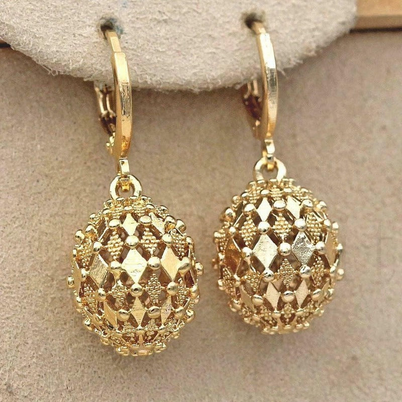 Hollow Out Ball Shape Drop Earrings Elegant Copper Drop Earrings Sweet Ear Jewelry Decoration Ear Buckle