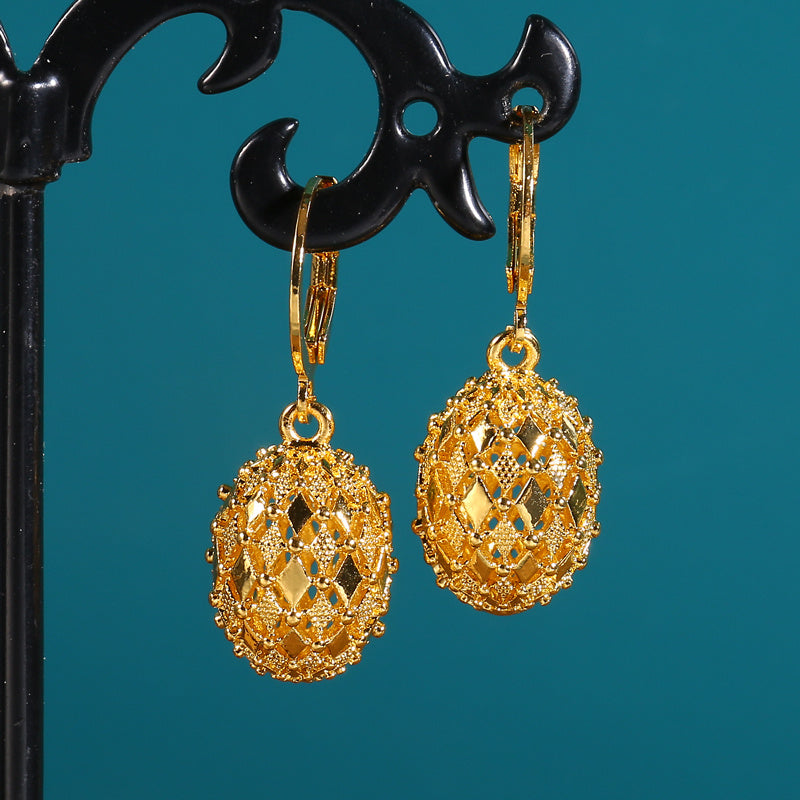 Hollow Out Ball Shape Drop Earrings Elegant Copper Drop Earrings Sweet Ear Jewelry Decoration Ear Buckle