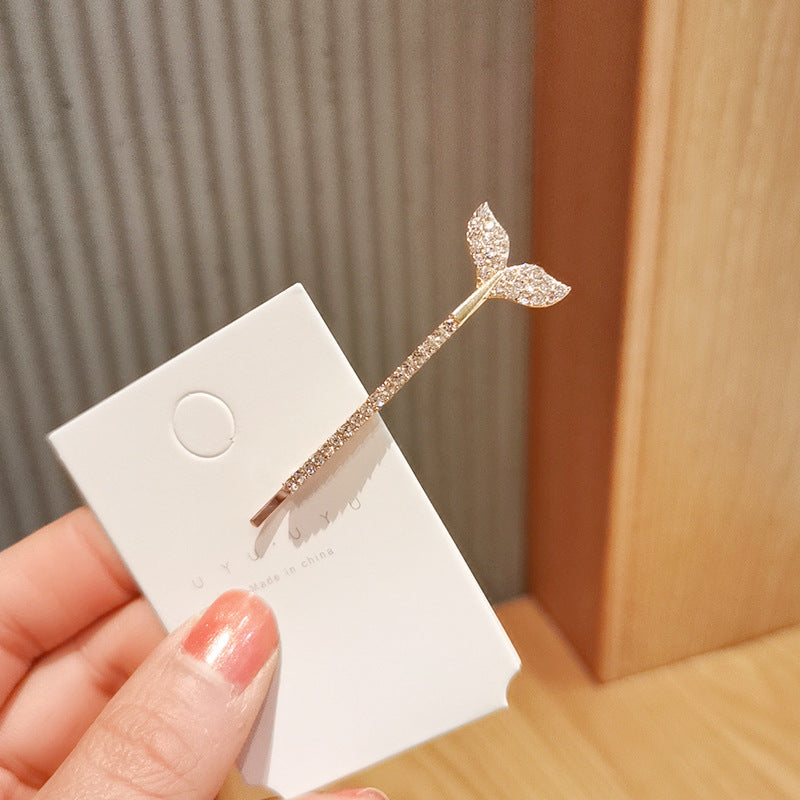 Mermaid Fishtail Hair Clip Rhinestone Silvery Golden Barrette Hairpin Hair Accessories