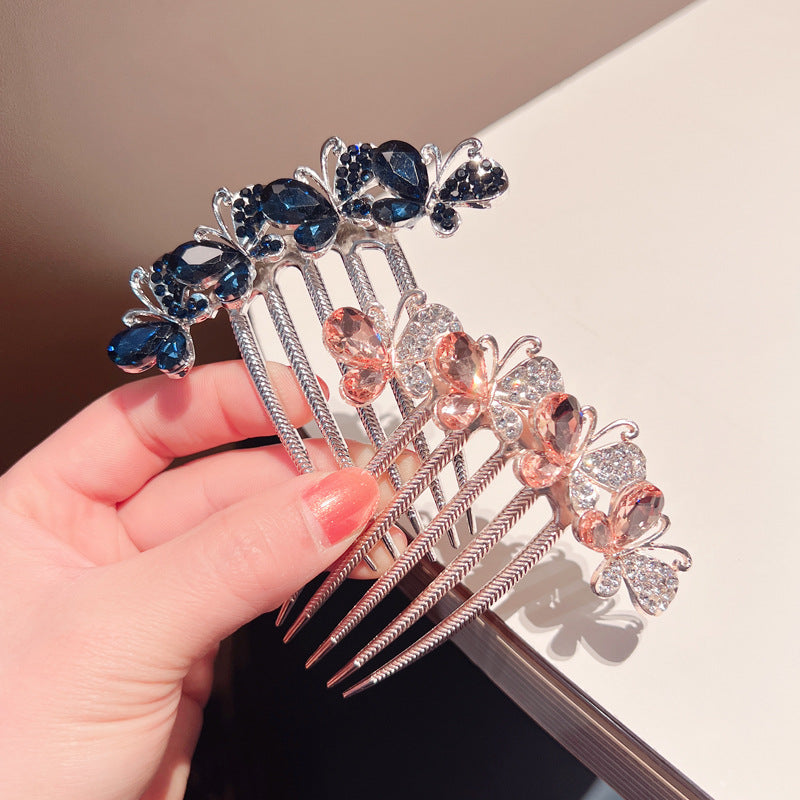 Add a Touch of Glamour to Your Daily Look with our Rhinestone Butterfly Side Comb - Perfect for Women