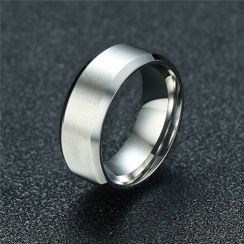 Stylish 8mm Stainless Steel Casual Ring - Perfect Gift for Men