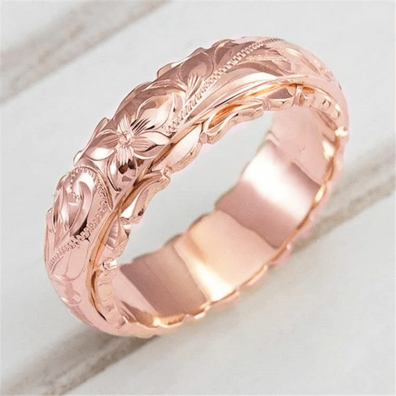 Add a Touch of Elegance with our 18K Gold Plated Flower Pattern Ring for Women, Girls and Girlfriend