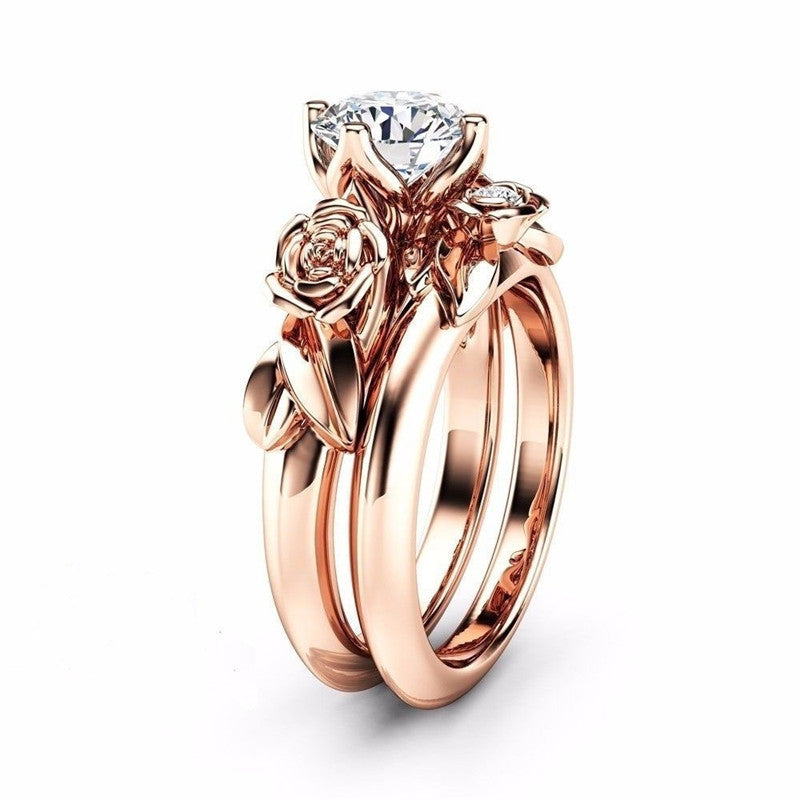 Add a Touch of Elegance to Your Look with 2pcs Flower Heart Zircon Rings - Perfect for Women's Hand Ornament and Fine Jewelry