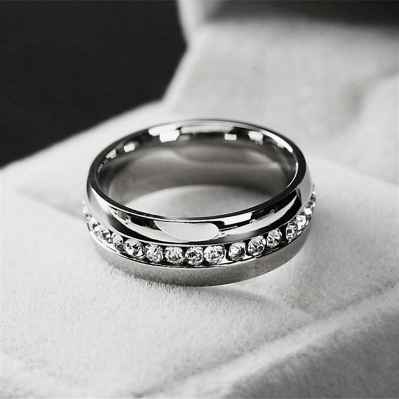 Sparkle in Style with Our Titanium Steel Couple Ring - Perfect Party and Birthday Jewelry Gift for Young Girls and Women with Zircon Decoration