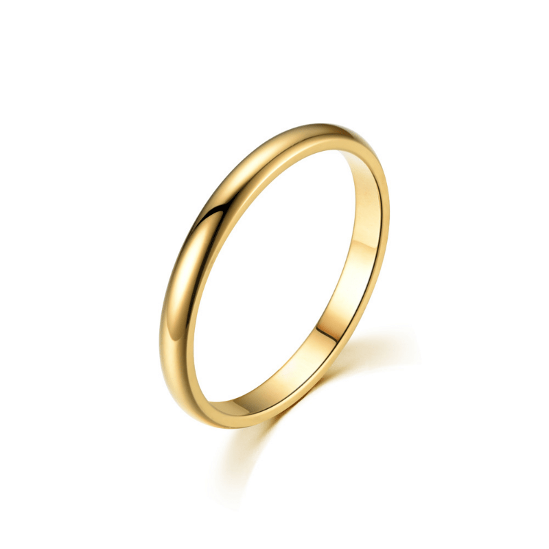 2MM Globe Glossy Finger Ring 14K Gold Plated Stainless Steel Finger Ring