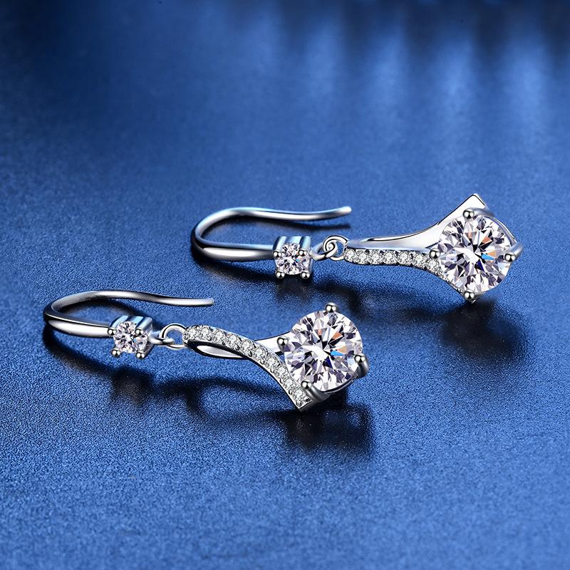 Elegant Moissanite Drop Earrings in 925 Sterling Silver for Women - Perfect for Weddings and Parties