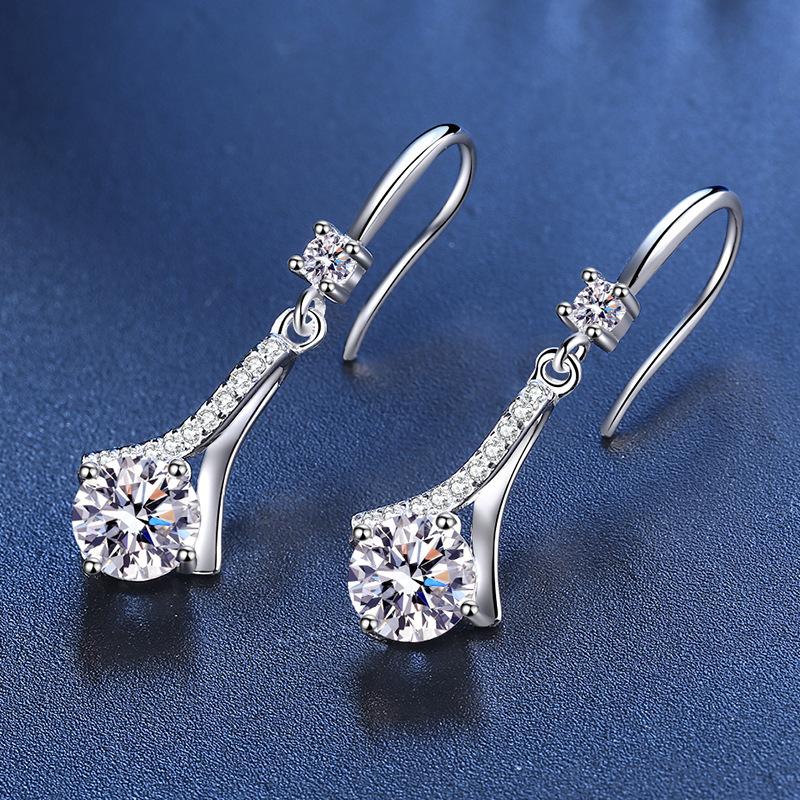 Elegant Moissanite Drop Earrings in 925 Sterling Silver for Women - Perfect for Weddings and Parties