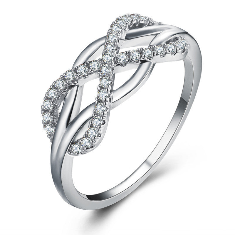 Radiant Zircon Line Cross Inverted 8 Words Ring - Perfect Wedding Band for Women, Mom, Grandmother, Daughter, Sisters and Friends in Rose Gold Tone