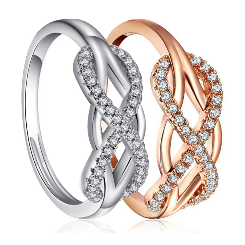 Radiant Zircon Line Cross Inverted 8 Words Ring - Perfect Wedding Band for Women, Mom, Grandmother, Daughter, Sisters and Friends in Rose Gold Tone