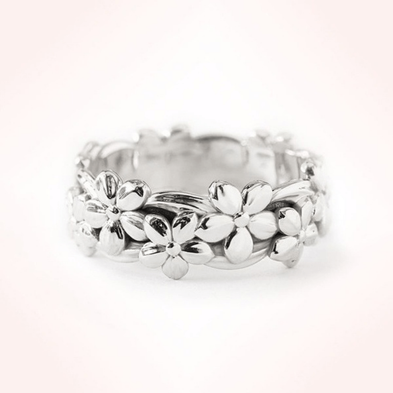 Plum Flower Band Ring Simple Alloy Finger Ring Jewelry 1 Pc