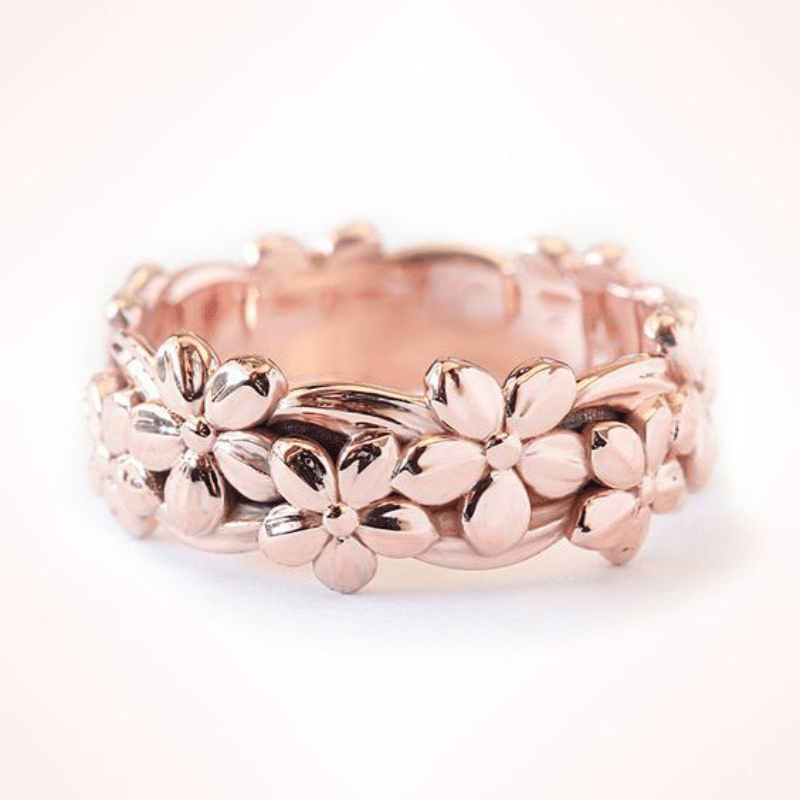 Plum Flower Band Ring Simple Alloy Finger Ring Jewelry 1 Pc