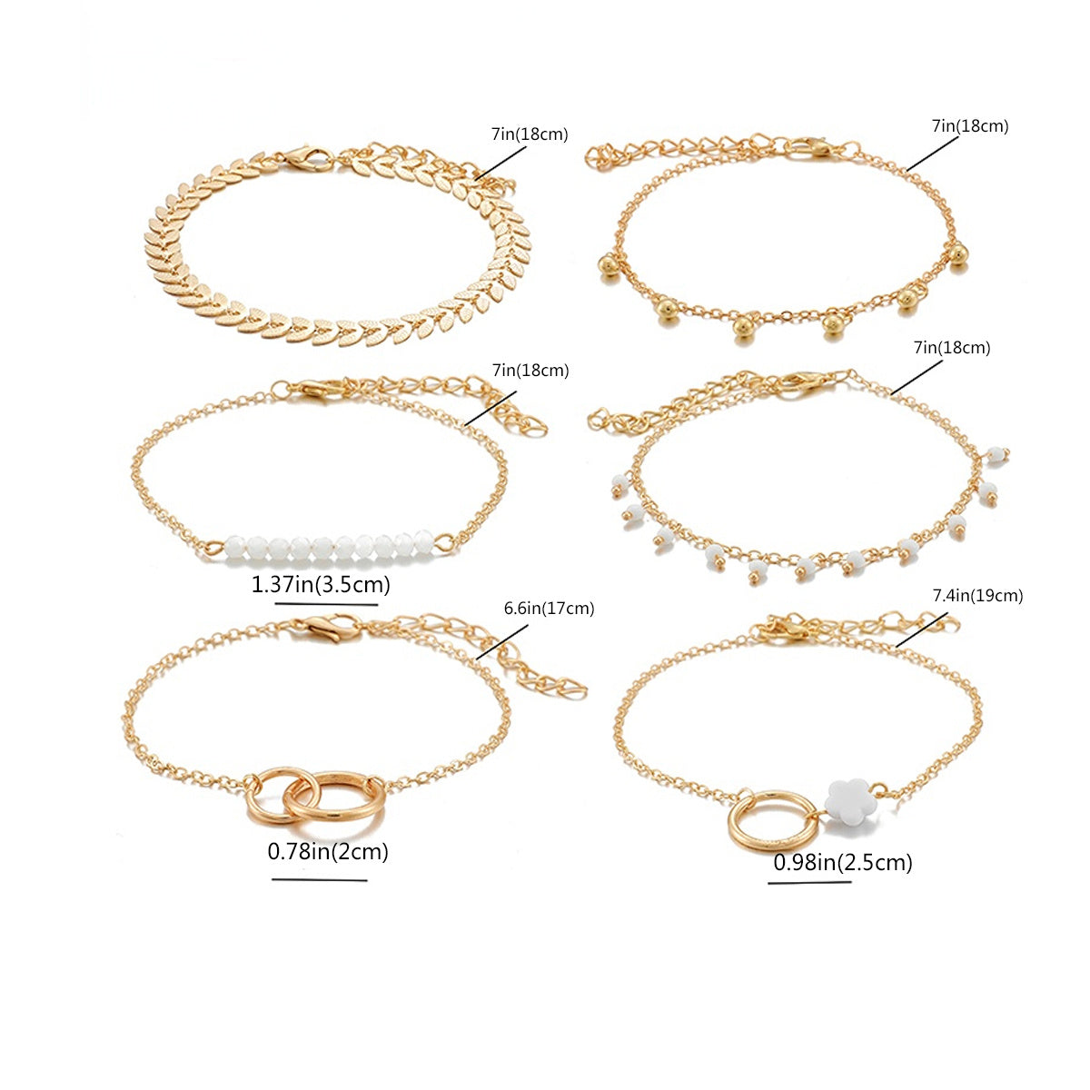 Upgrade Your Jewelry Game with 6-Piece Stackable Chain Bracelet Set Featuring Hollow Out Geometry and Adjustable Tassel