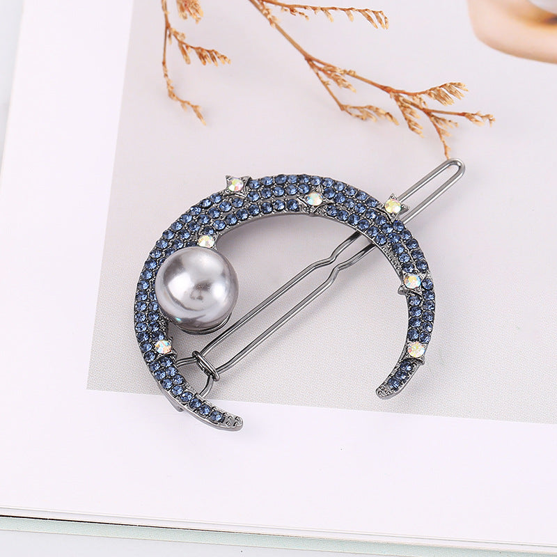 1pc Rhinestone Moon Decor Hair Clip Bohemia Style Hair Pin Elegant Headwear Decorative Hair Accessory