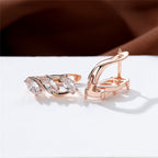 Crystal White Zircon Zircon Earrings Female Luxury Crystal Ear Jewelry Rose Gold Color Bridal Earrings