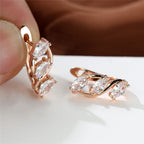 Crystal White Zircon Zircon Earrings Female Luxury Crystal Ear Jewelry Rose Gold Color Bridal Earrings
