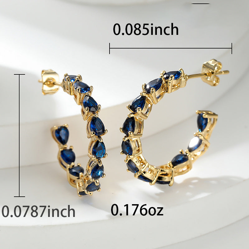 Gorgeous Vintage White & Blue Crystal Zircon Stud Earrings - Perfect for Weddings!