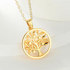 Luxury Life Of Tree Round Pendant Necklace Yellow Golden Color Chain Necklaces Charm Alloy Wedding Necklaces For Women